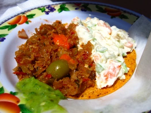 guerrerense-bacalao-and-seafood-salad-tostada guerrerense-bacalao-and-seafood-salad-tostada